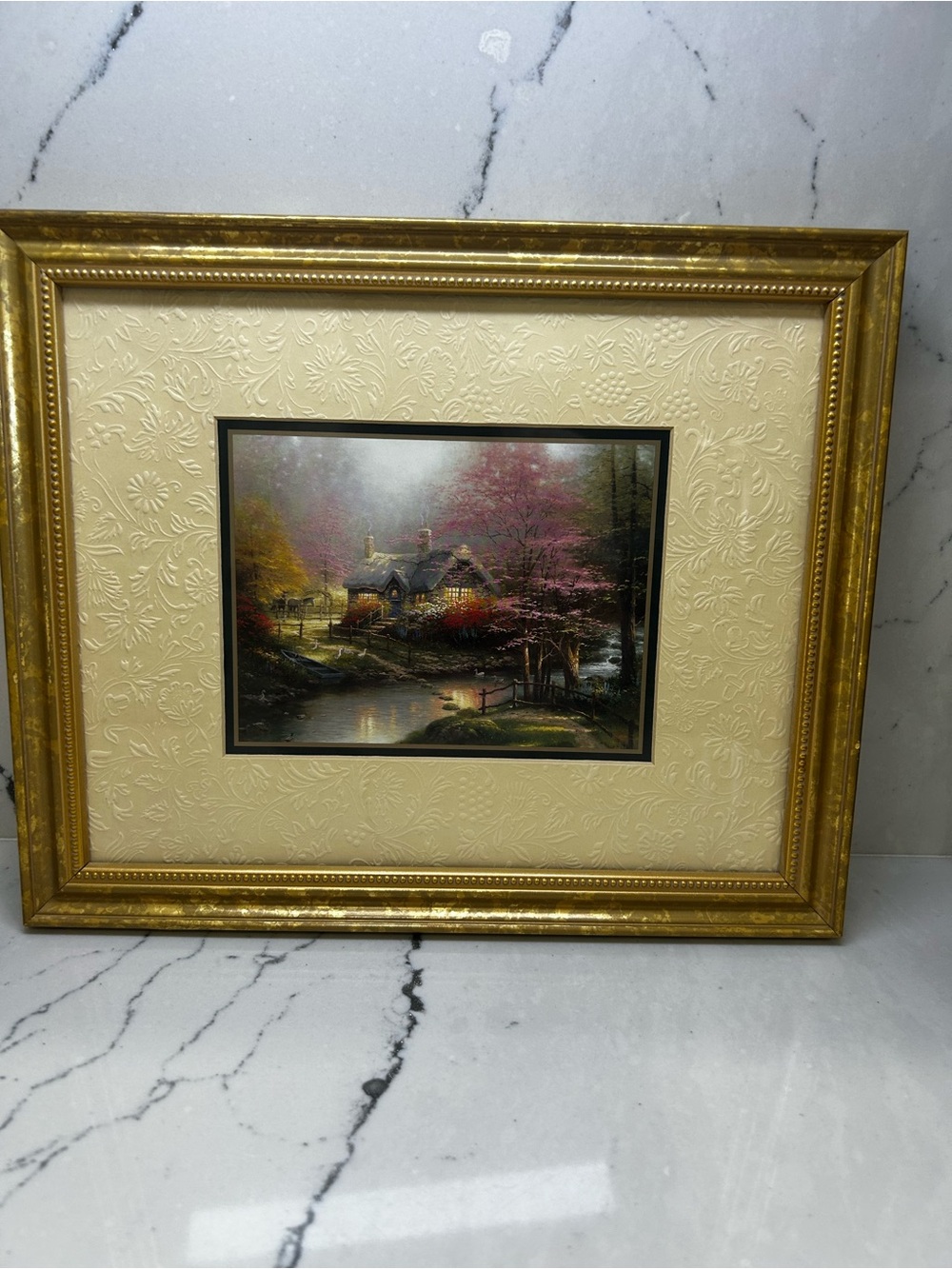 Thomas Kinkade Accent Print Stepping Stone Cottage Framed COA 1999